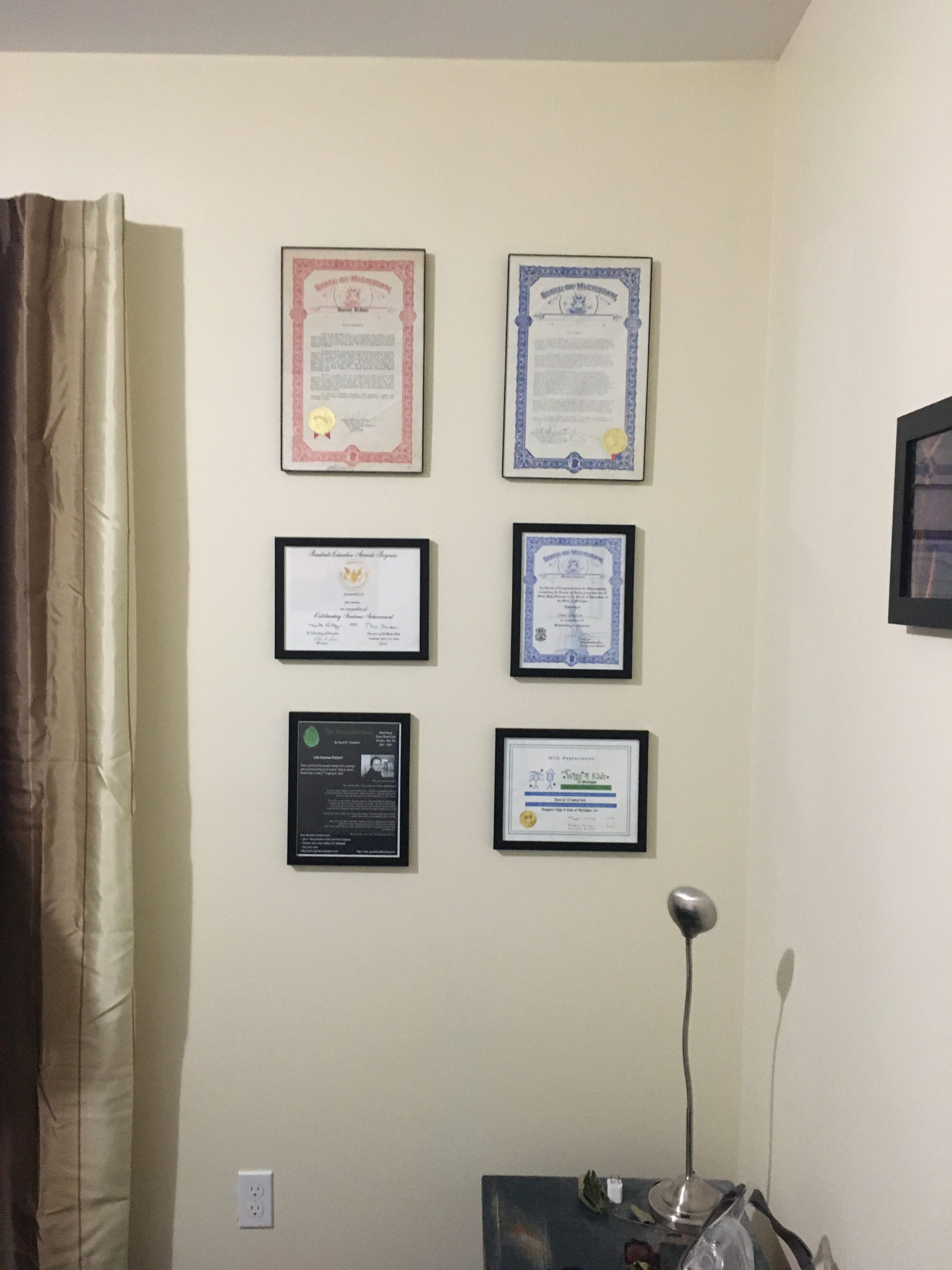 Wall of certificates