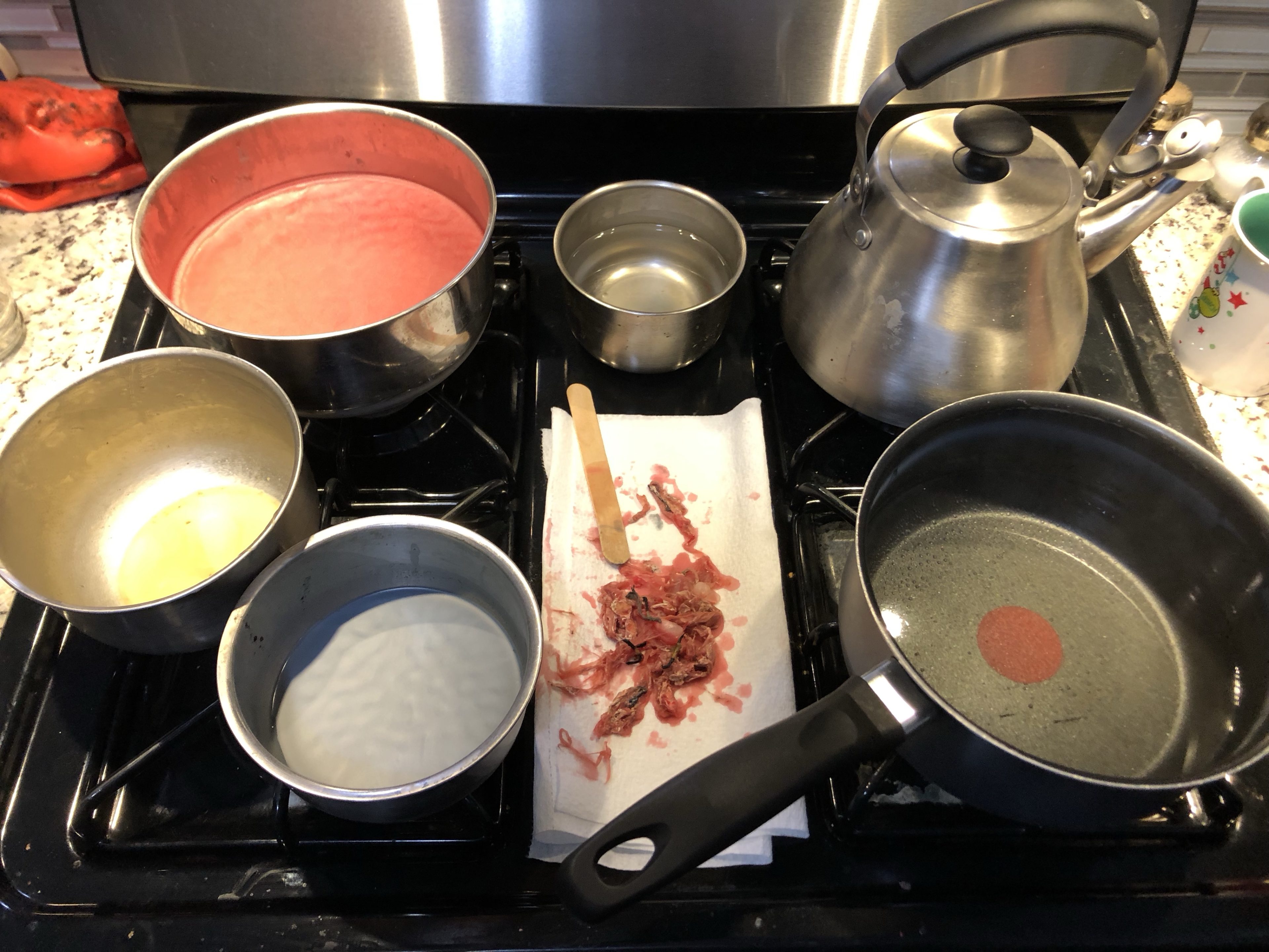 Separated wax in bowls